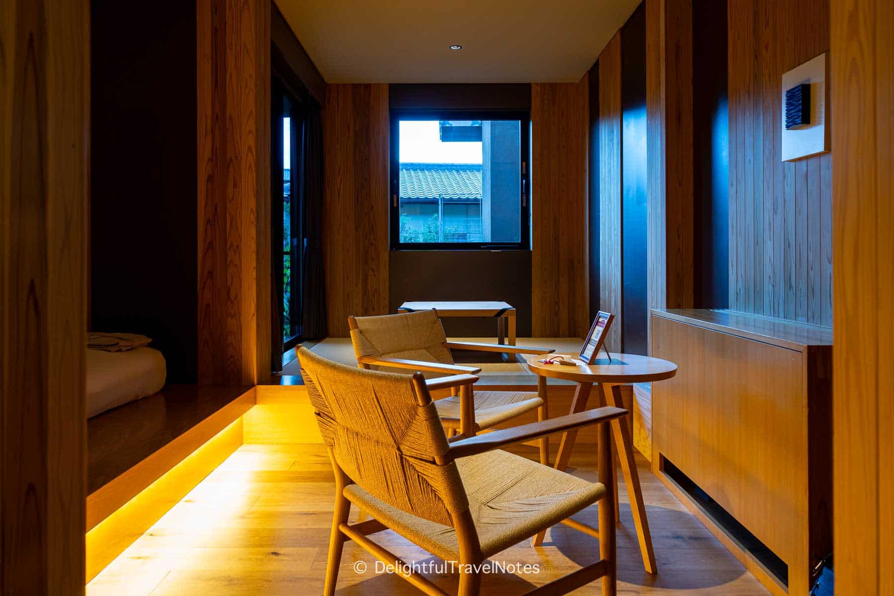 Sitting areas in guest room at Hotel Setre Naramachi.