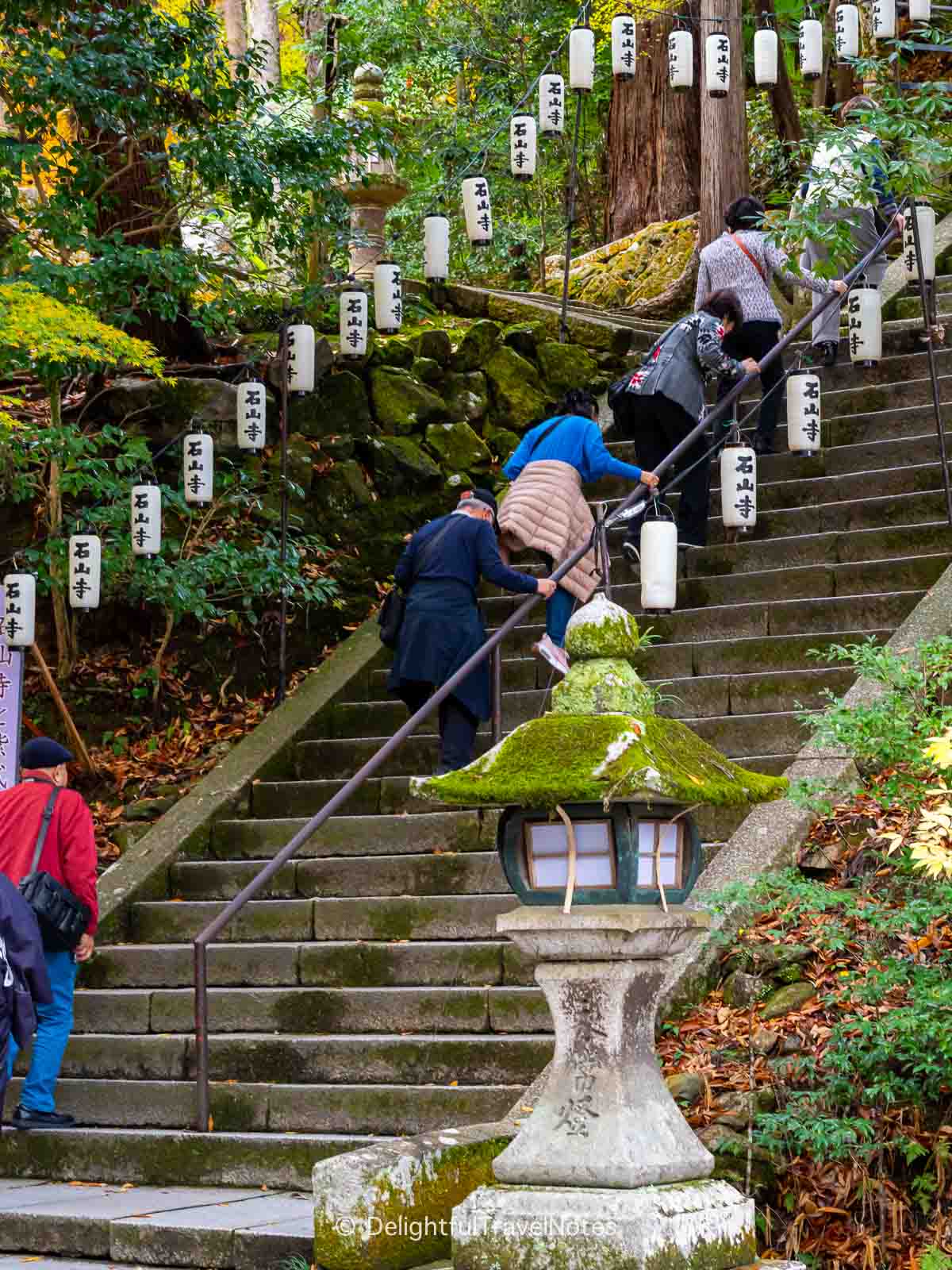 A set of steps leading to Ishiyamadera main temple grounds.