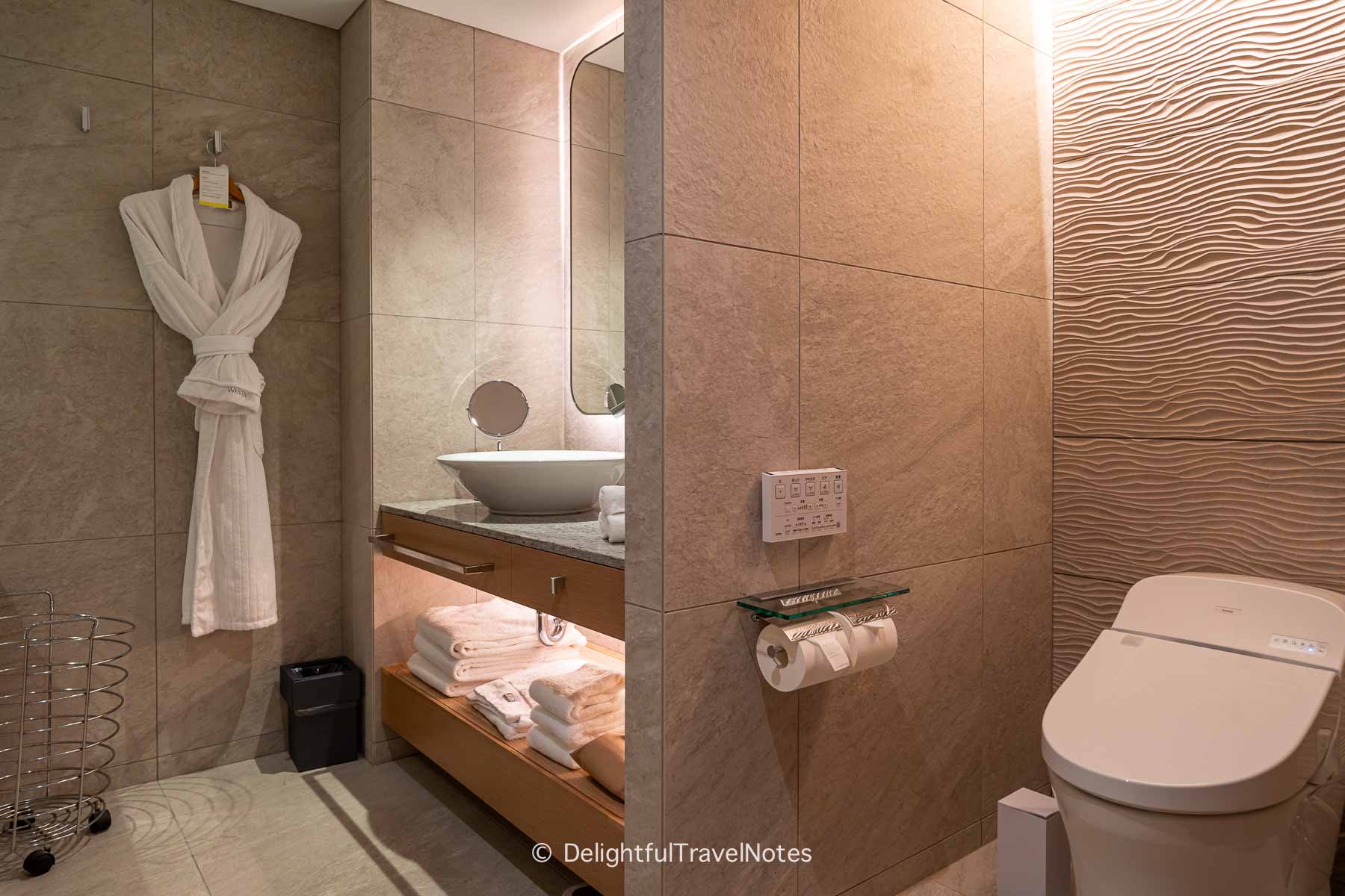 Bathroom in guest room at The Westin Miyako Kyoto Hotel.