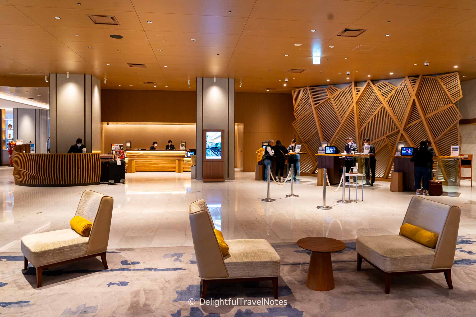 Check-in area of The Westin Miyako Kyoto Hotel.