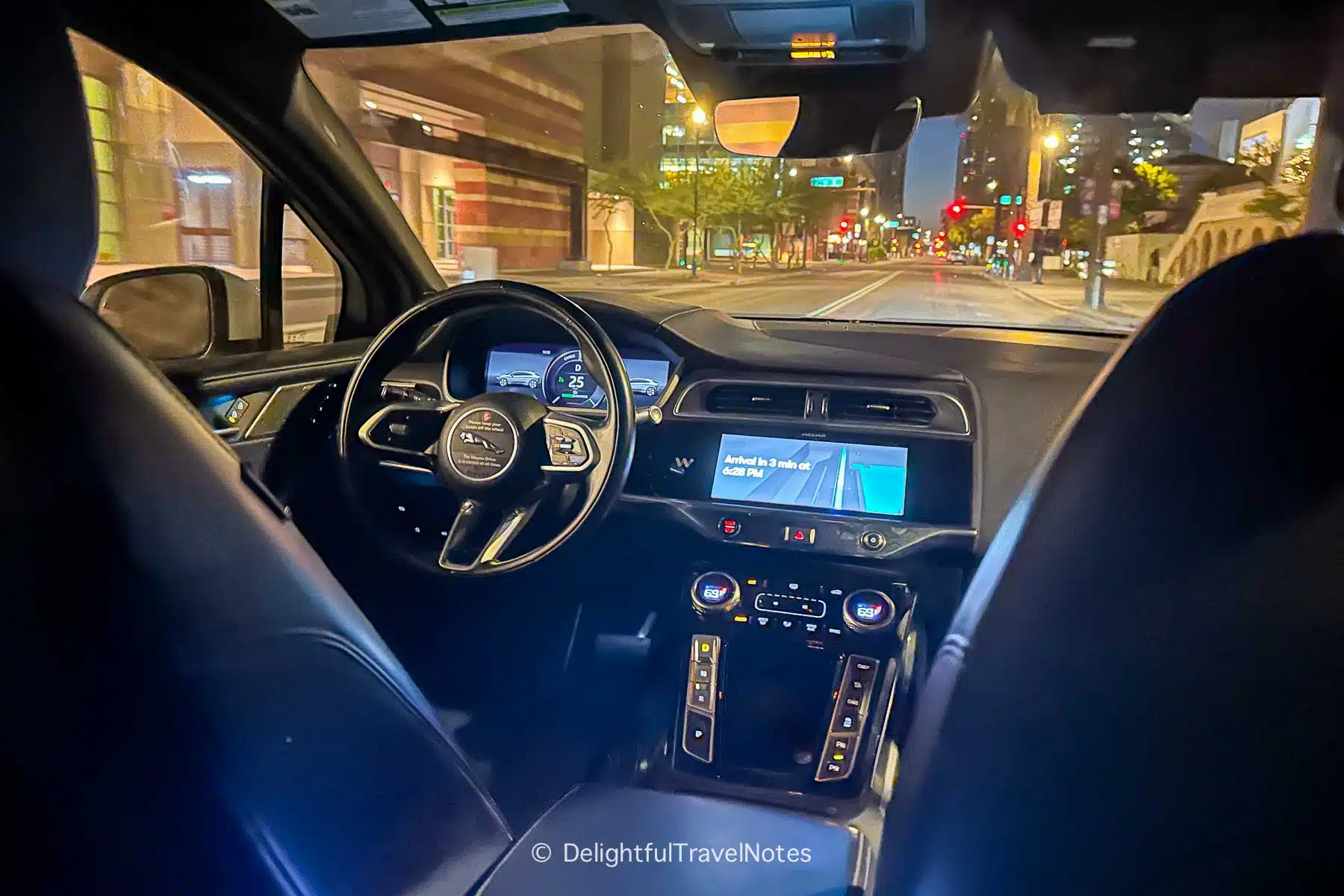 Interior of a Waymo self-driving taxi.