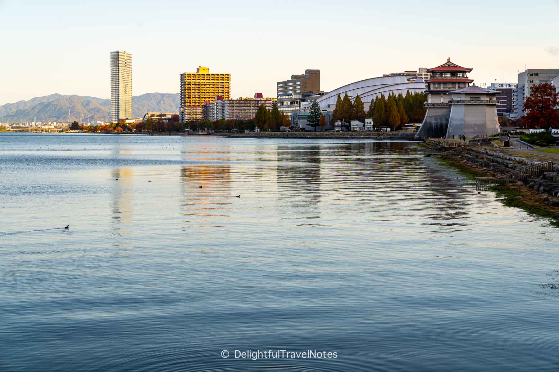 Lake Biwa in Otsu, Shiga Prefecture.