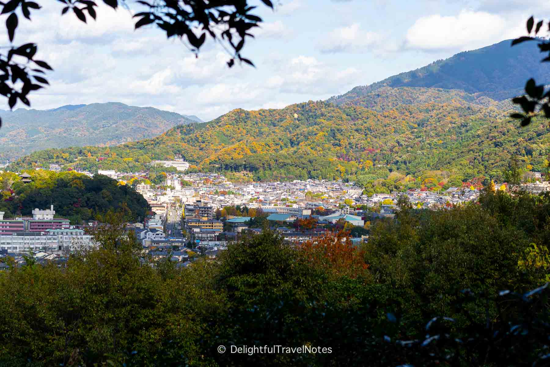 Panoramic view from the onsite trail at The Westin Miyako Kyoto Hotel.