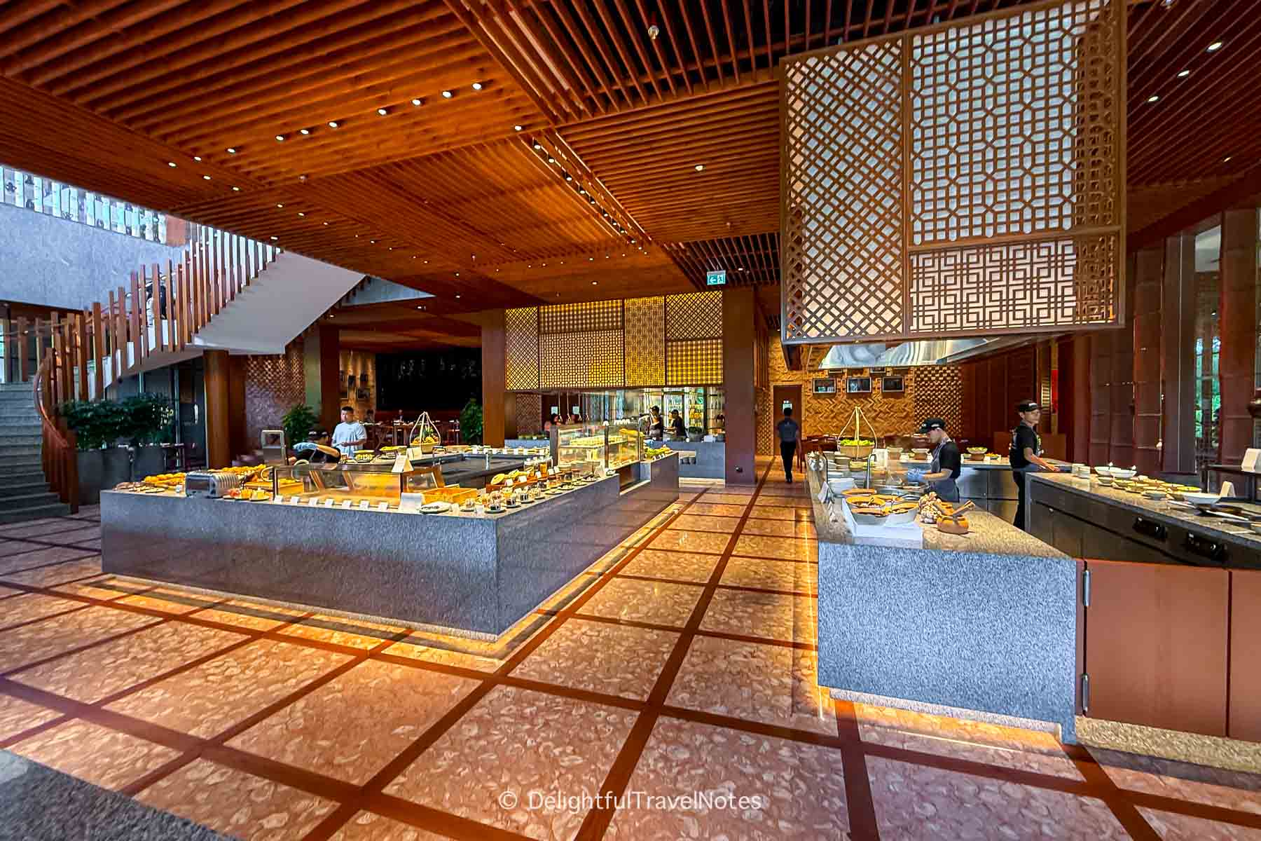 Breakfast buffet counters at JW Marriott Cam Ranh Bay Nha Trang.
