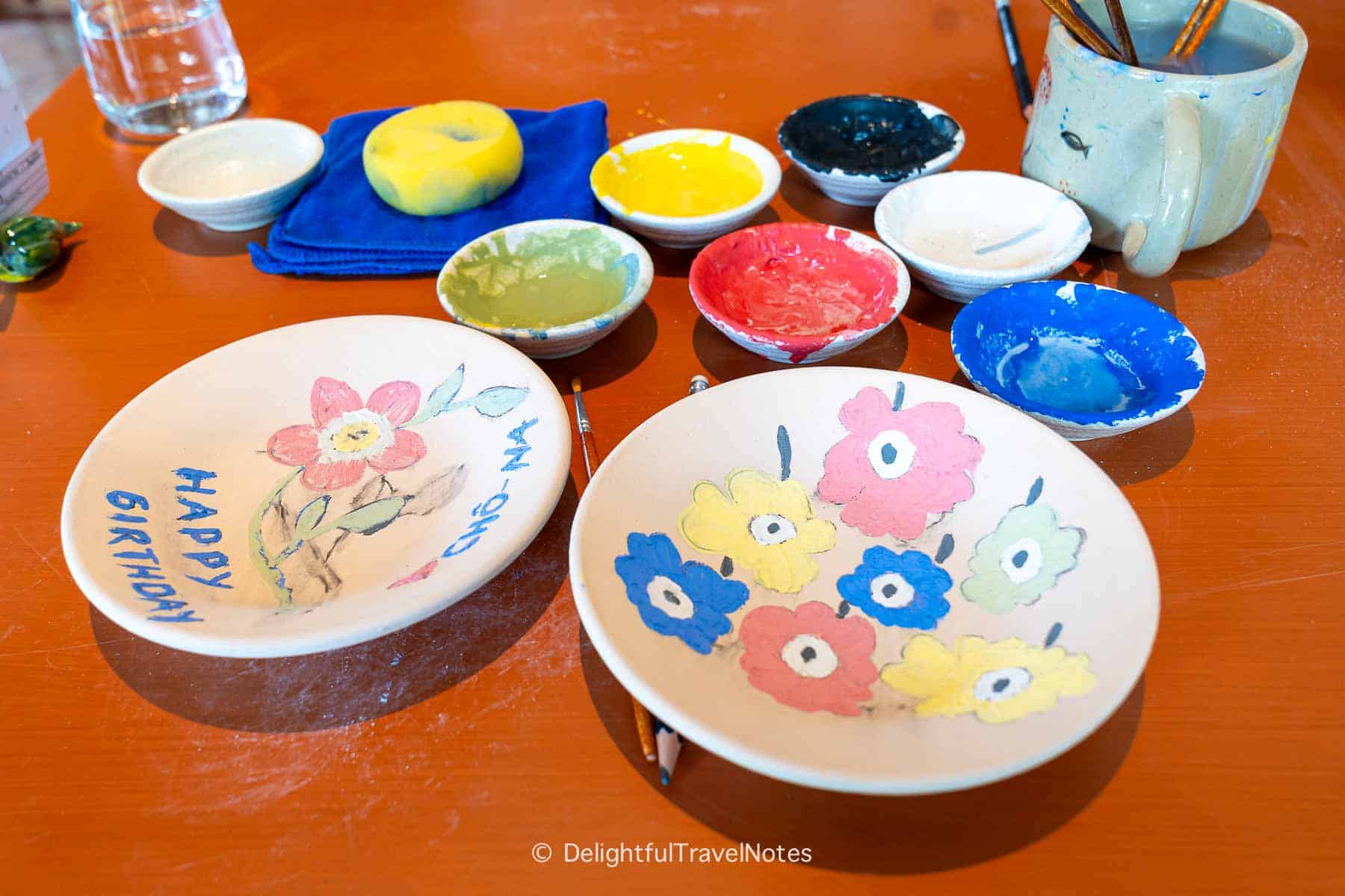 Our painted clay plates at JW Marriott Cam Ranh Bay.