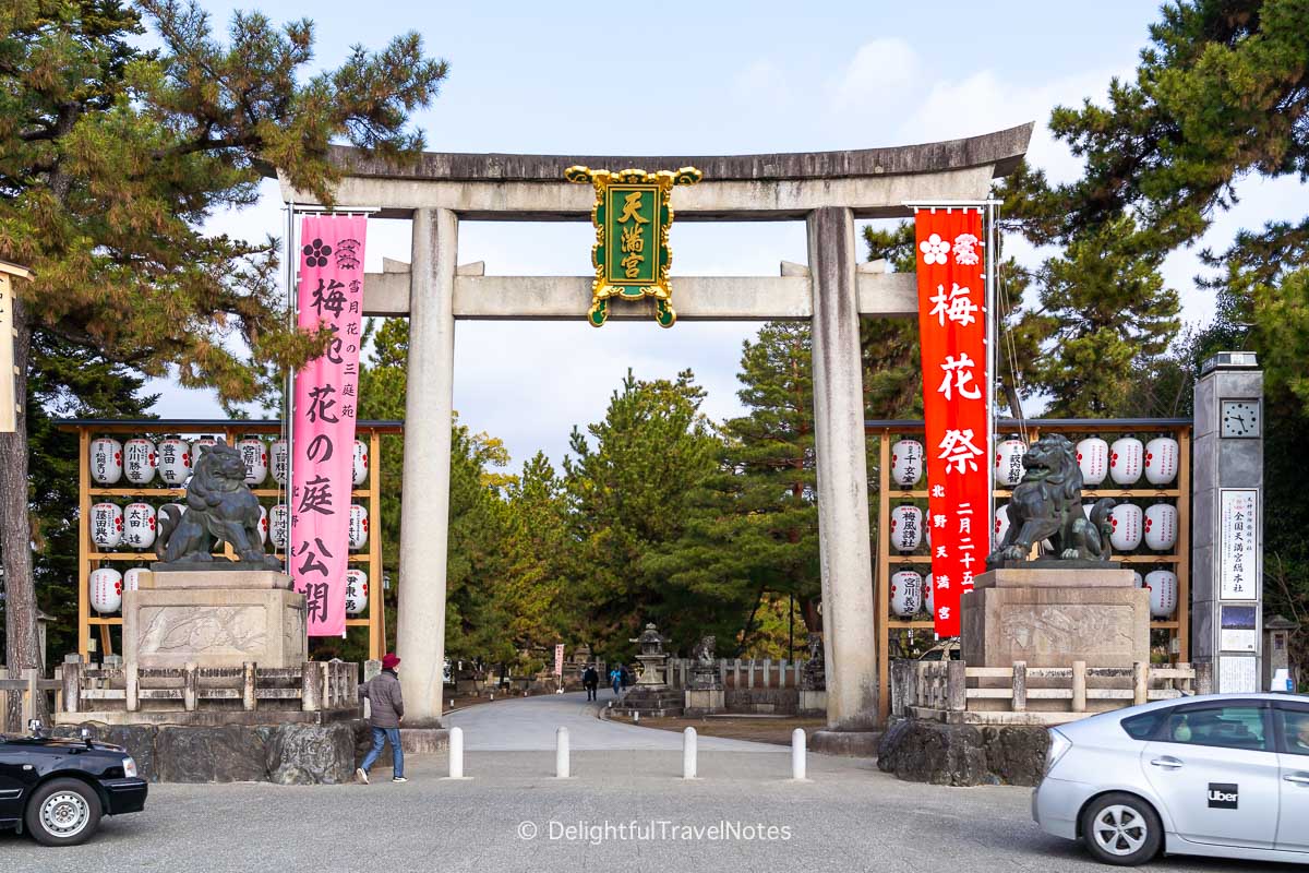 torii gate Kitano Tenmangu Shrine entrance.