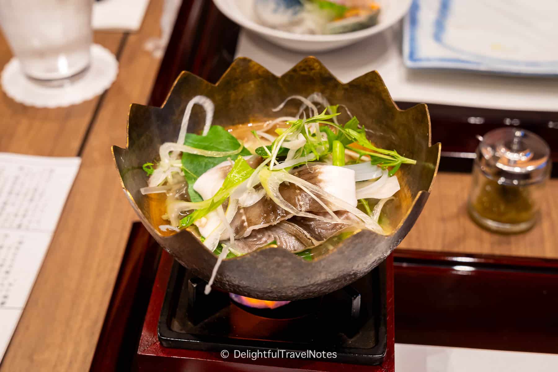 Anago nabe in kaiseki dinner Kinsuikan Miyajima ryokan.