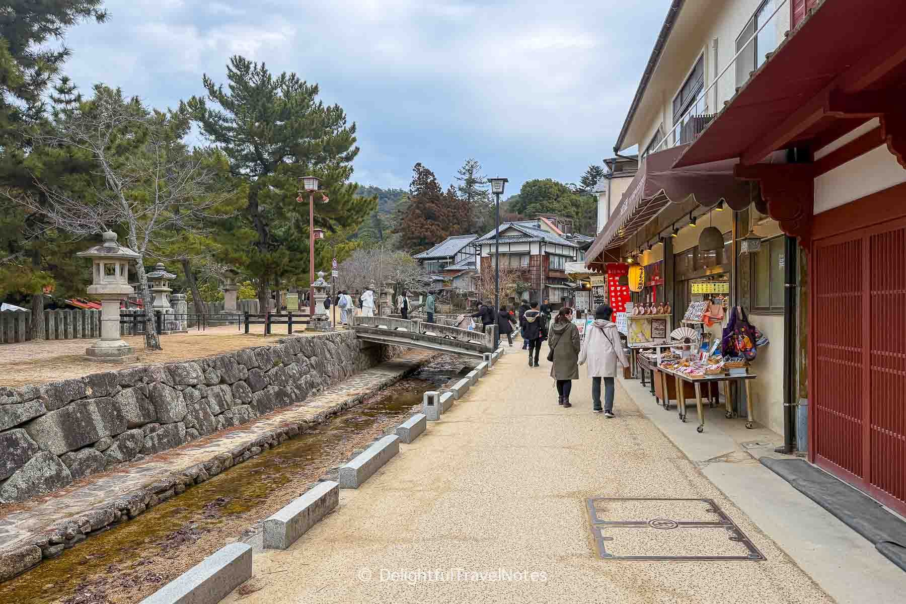A small shopping street on Miyajima Island.
